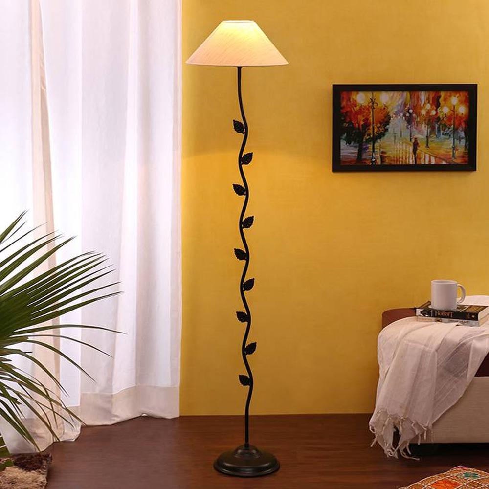 Blake Black Cotton Shade Floor Lamp