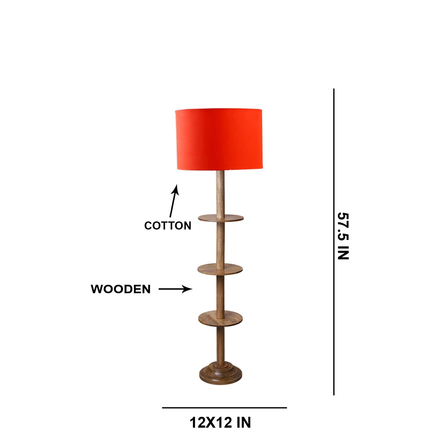 Devansh Shelf Wooden Floor Lamp
