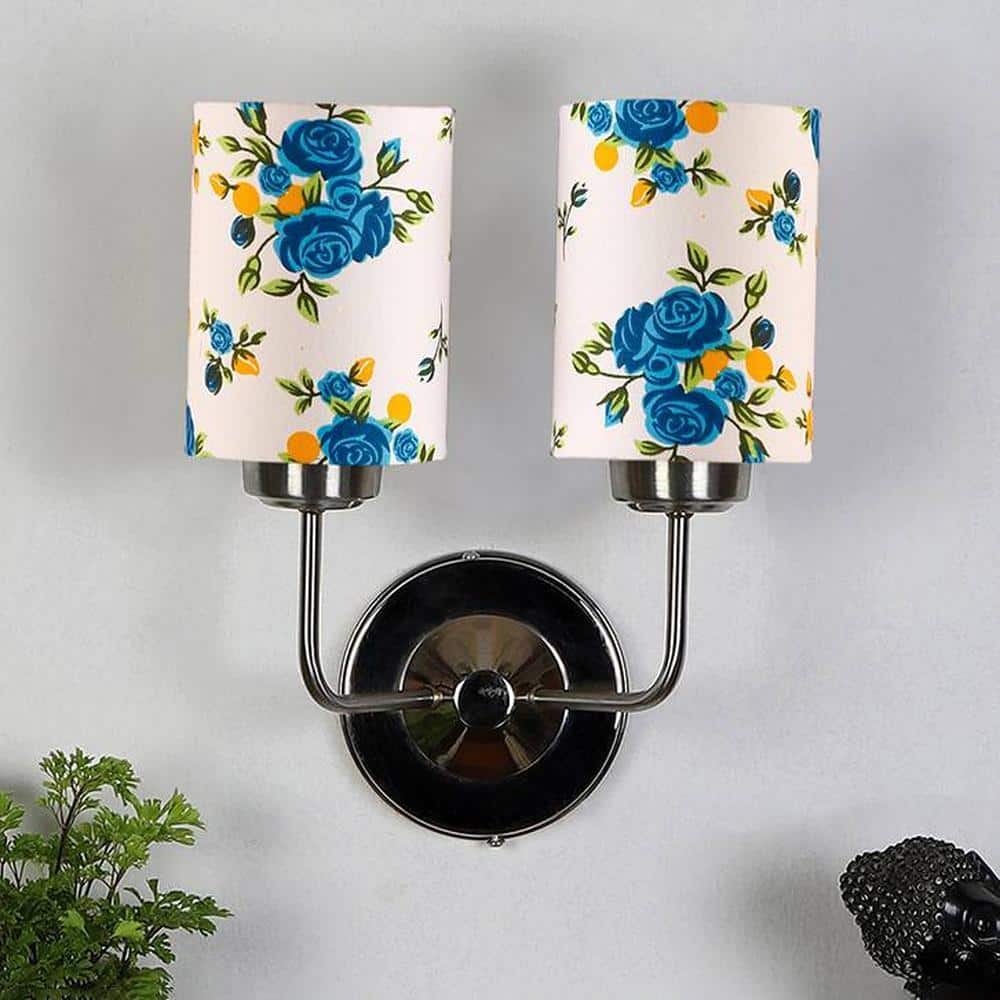Rhett Dual Multicolor cotton shade wall mounted lamp with Steel Base