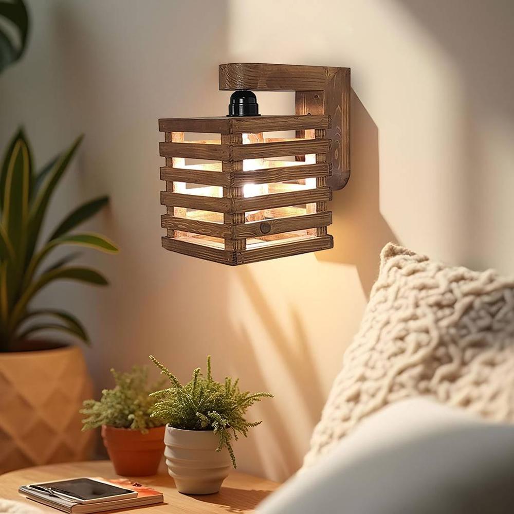 Lyon Brown Solid Wood Wall Lights