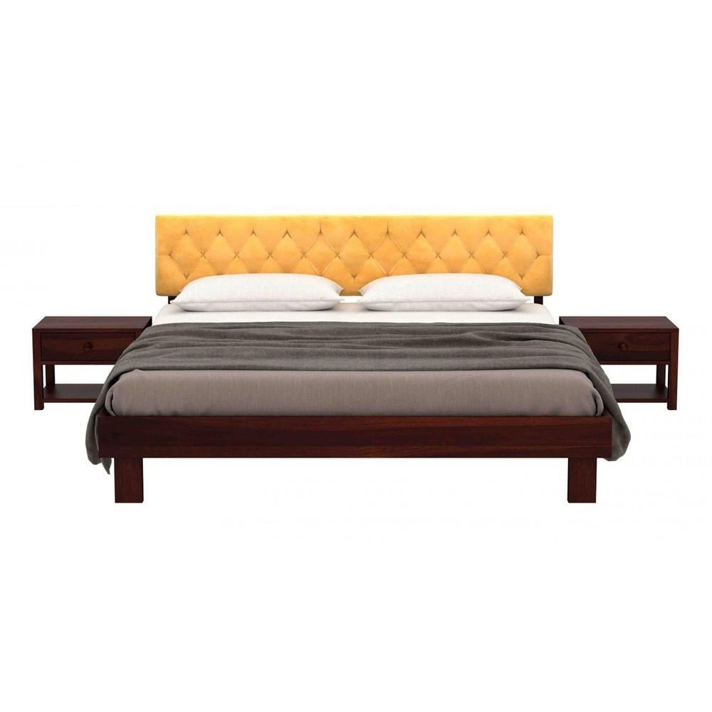 Davis Solid Wood Queen Size Non Storage Bed In Walnut Finish