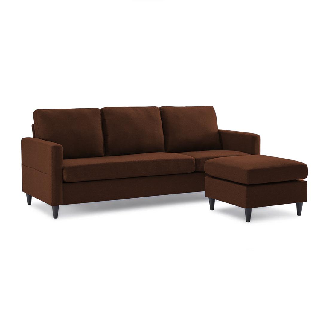 Monznij Sectional Fabric Sofa - Brown