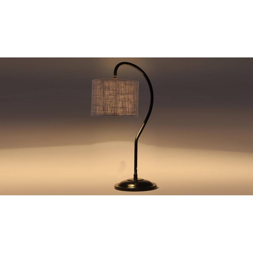 Grey Jute Curvy table lamp with Iron Base (SP20)