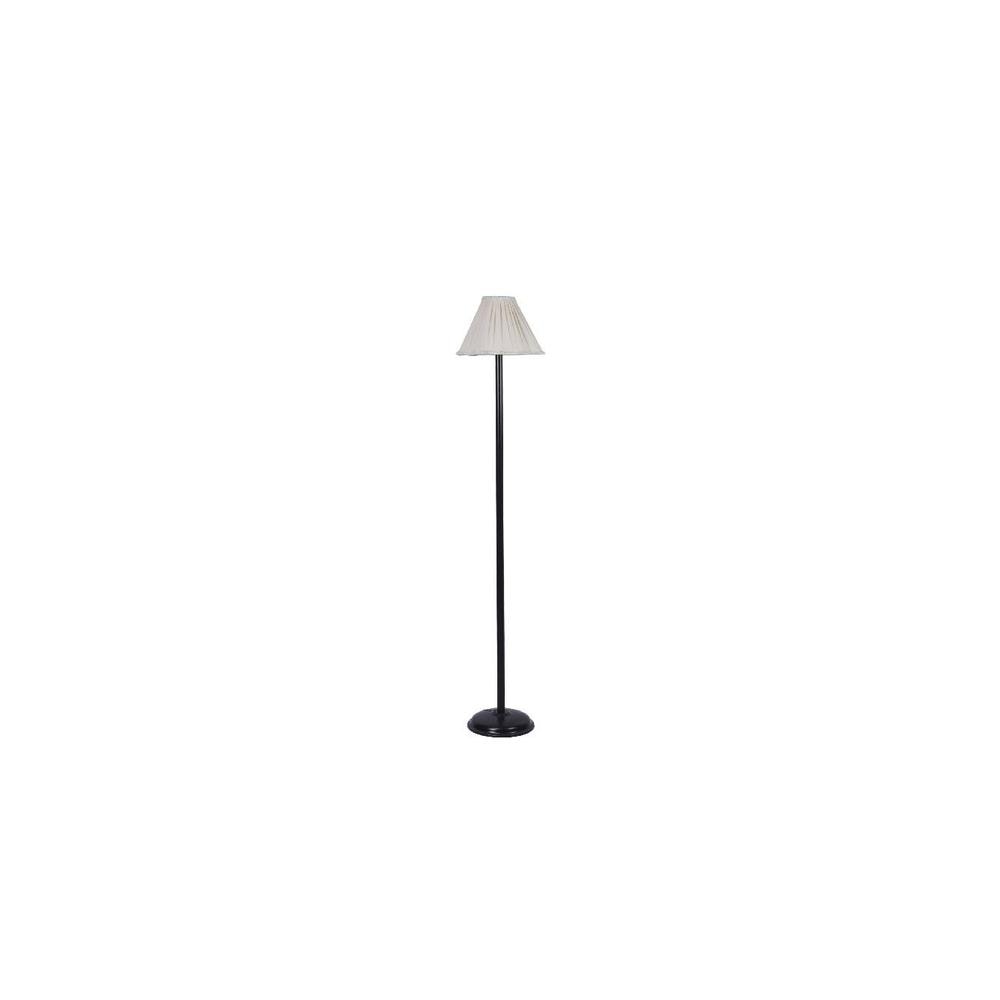 Marlin Off White Fabric Floor Lamp with Black Iron Base