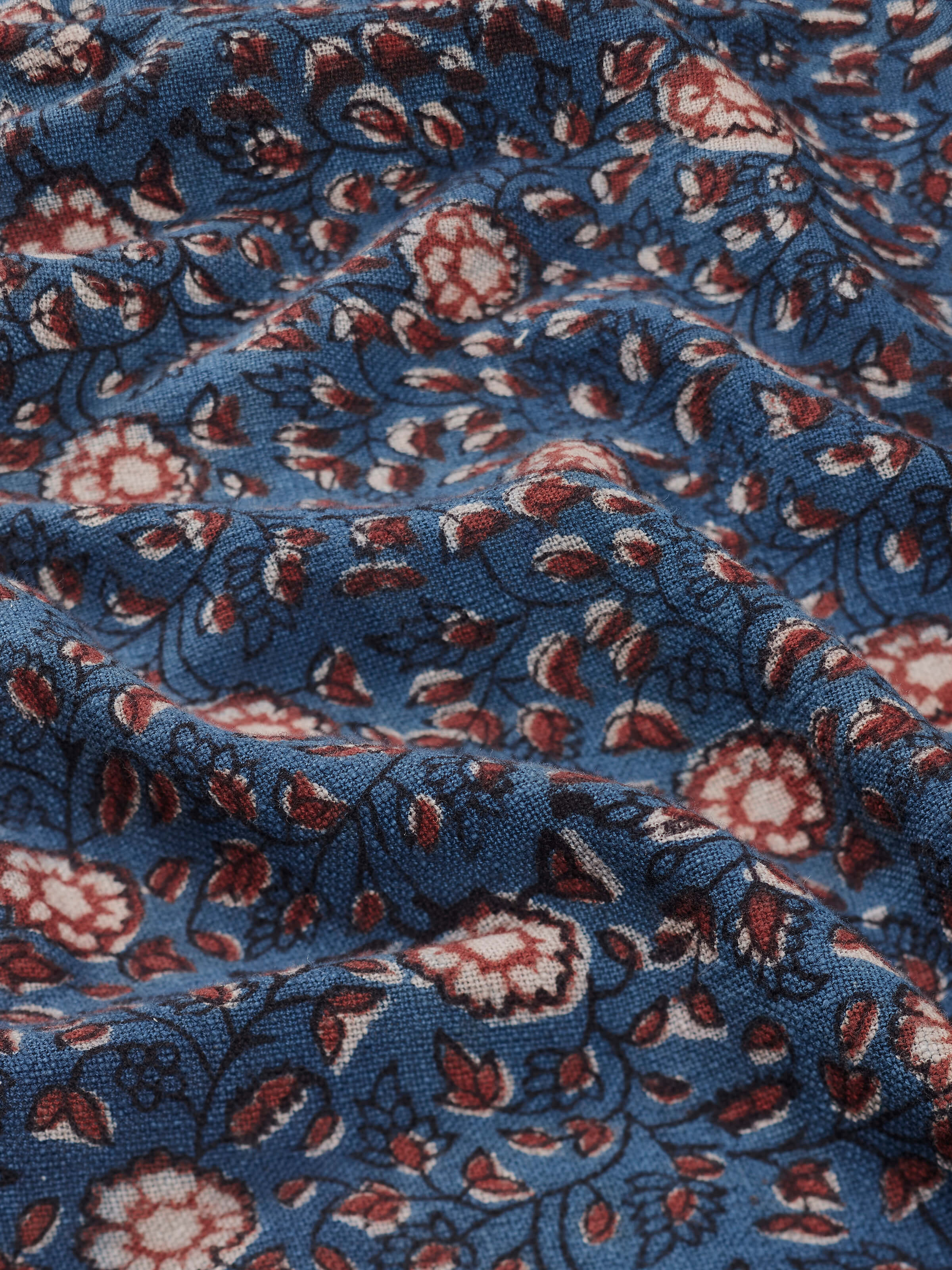 Puspita Indigo Cotton Dabu Hand Block Printed Table Cover 4 Seater