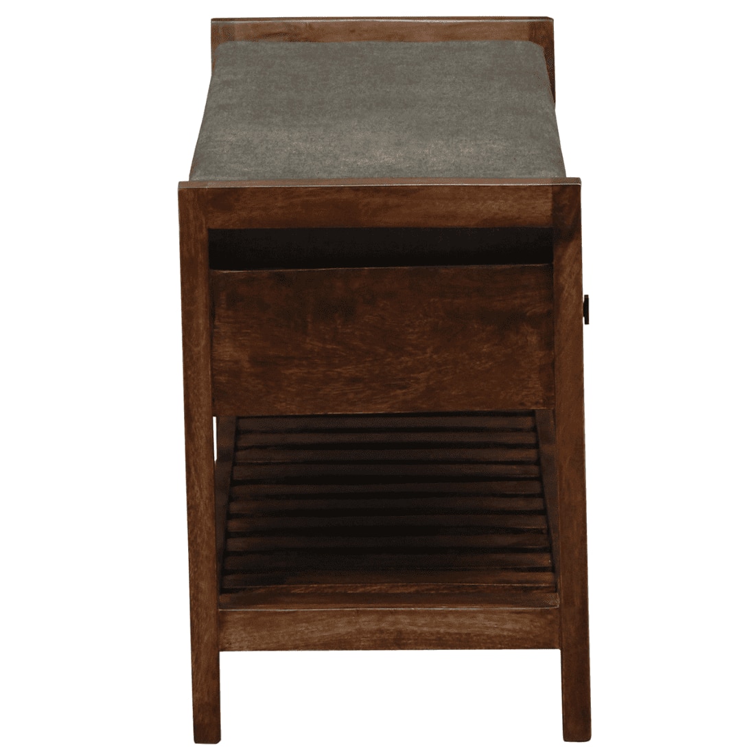 Kongsberg Solid Wood Shoe Rack with Seating in Walnut Brown finish