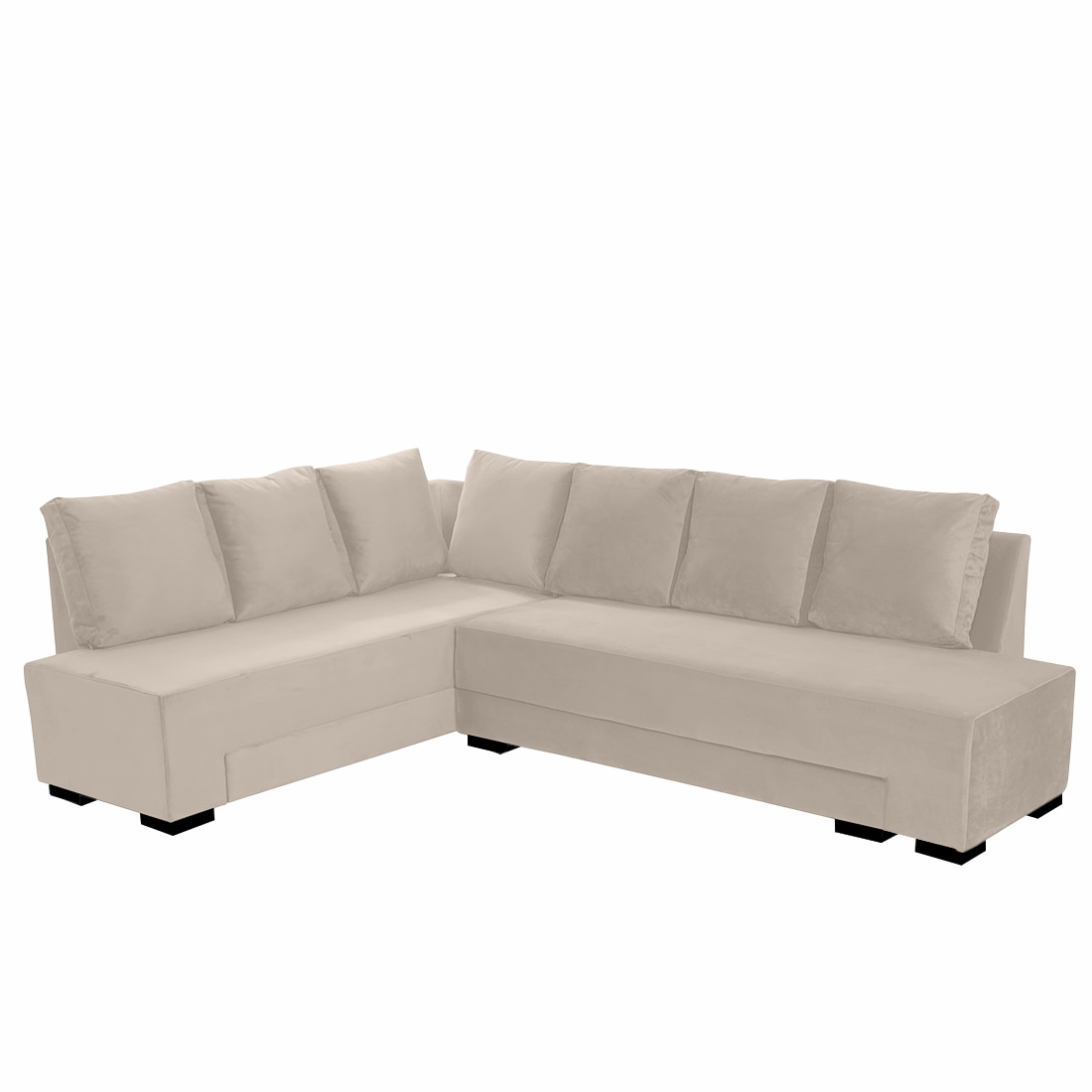 Melo 3 Seater Left Sectional Velvet Sofa Cum Bed in Cream colour