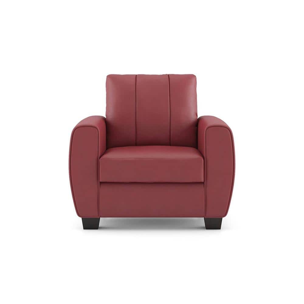 Luna 1 Seater Leatherette Sofa in Burgundy Colour