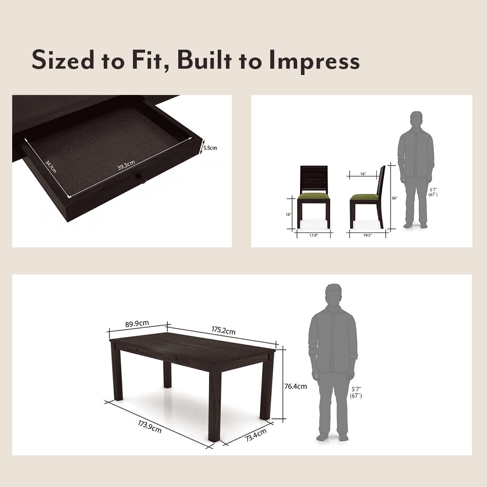 Arabia Xl Storage- Oribi 6 Seater Dining Table Set (Colour- Avocado Green , Finish- Mahogany)