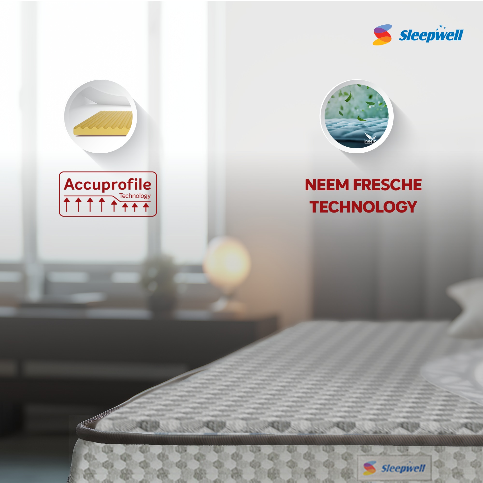 Sleepwell Star Gold, Medium Firm, Anti- Sag Tech 4 inch Single High Resilience (HR) Foam Mattress (L x W: 72 inch x 35 inch)