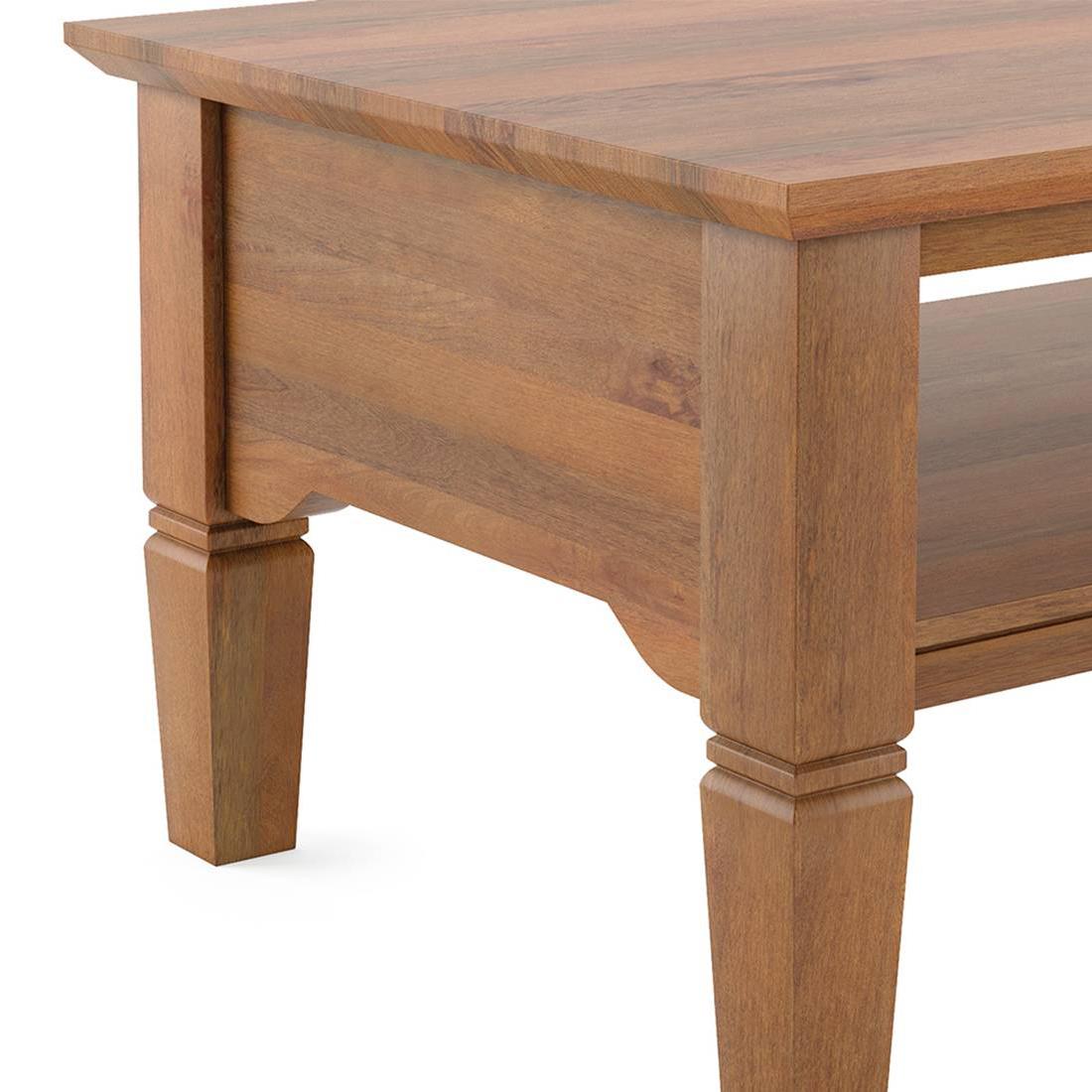 Malabar Rectangular Solid Wood Coffee Table In Amber Walnut Finish
