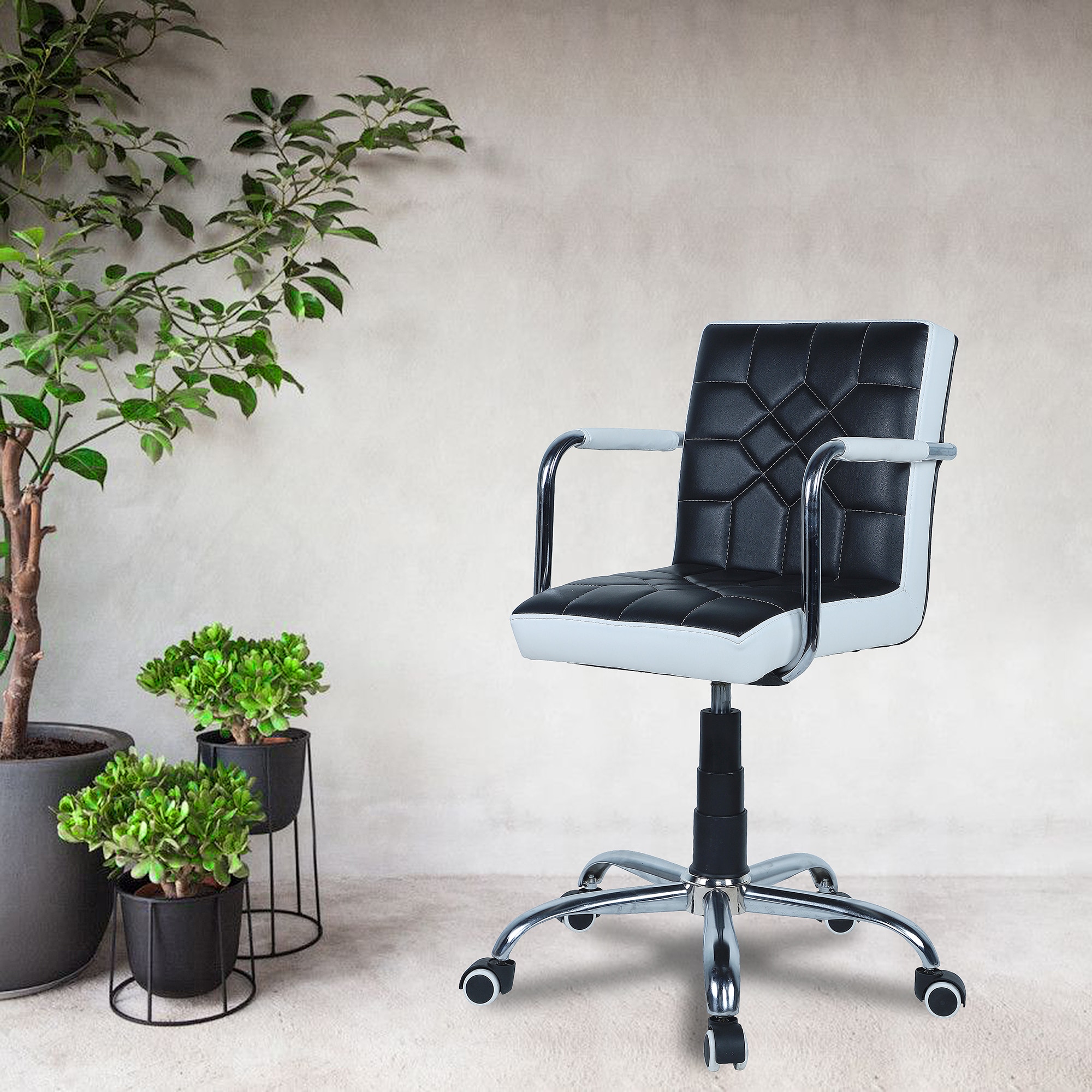 Easos Mid Back Executive Chair in White & Black Colour