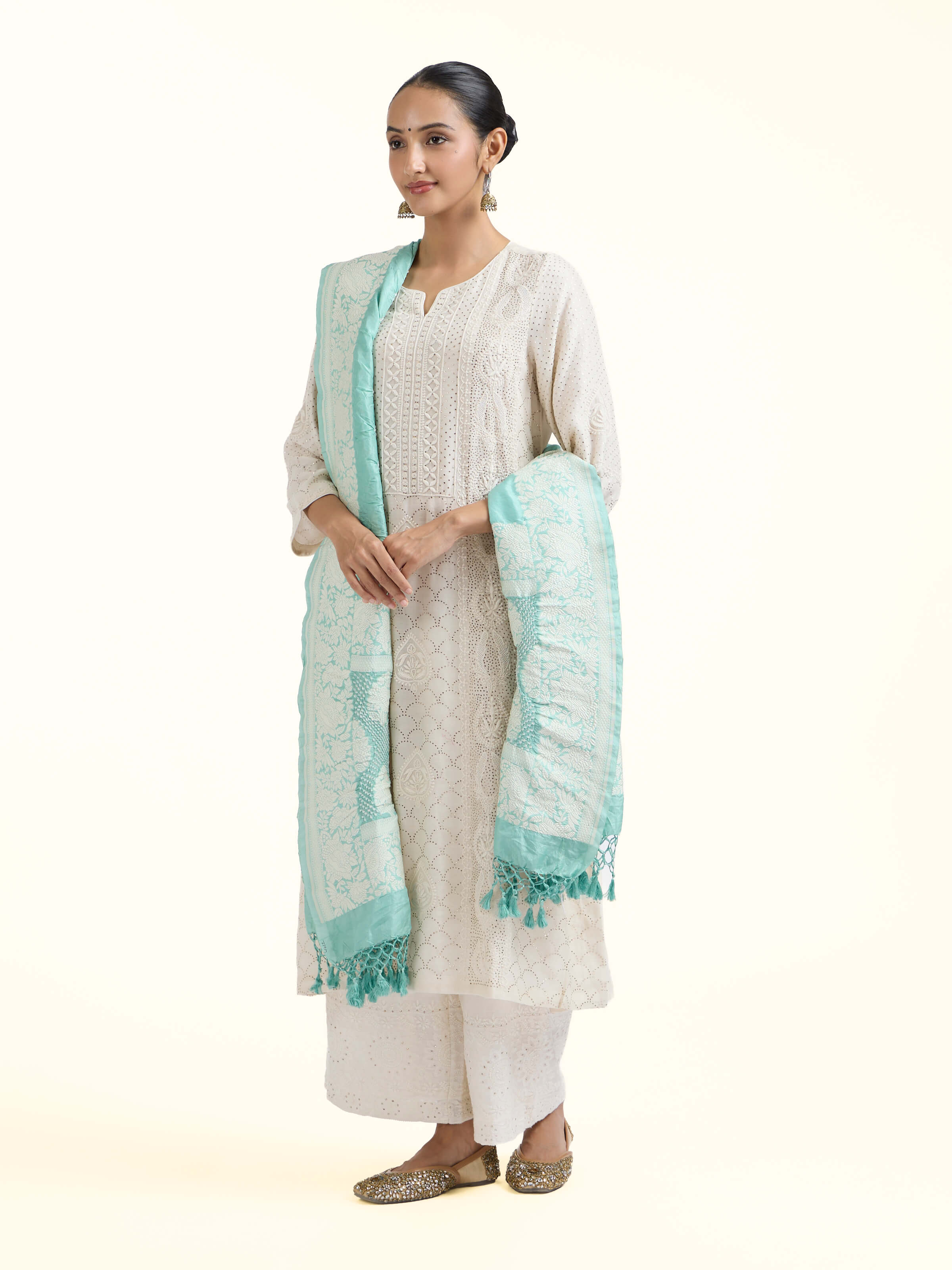 Sea Green Bandhani Tie & Dye Dupatta