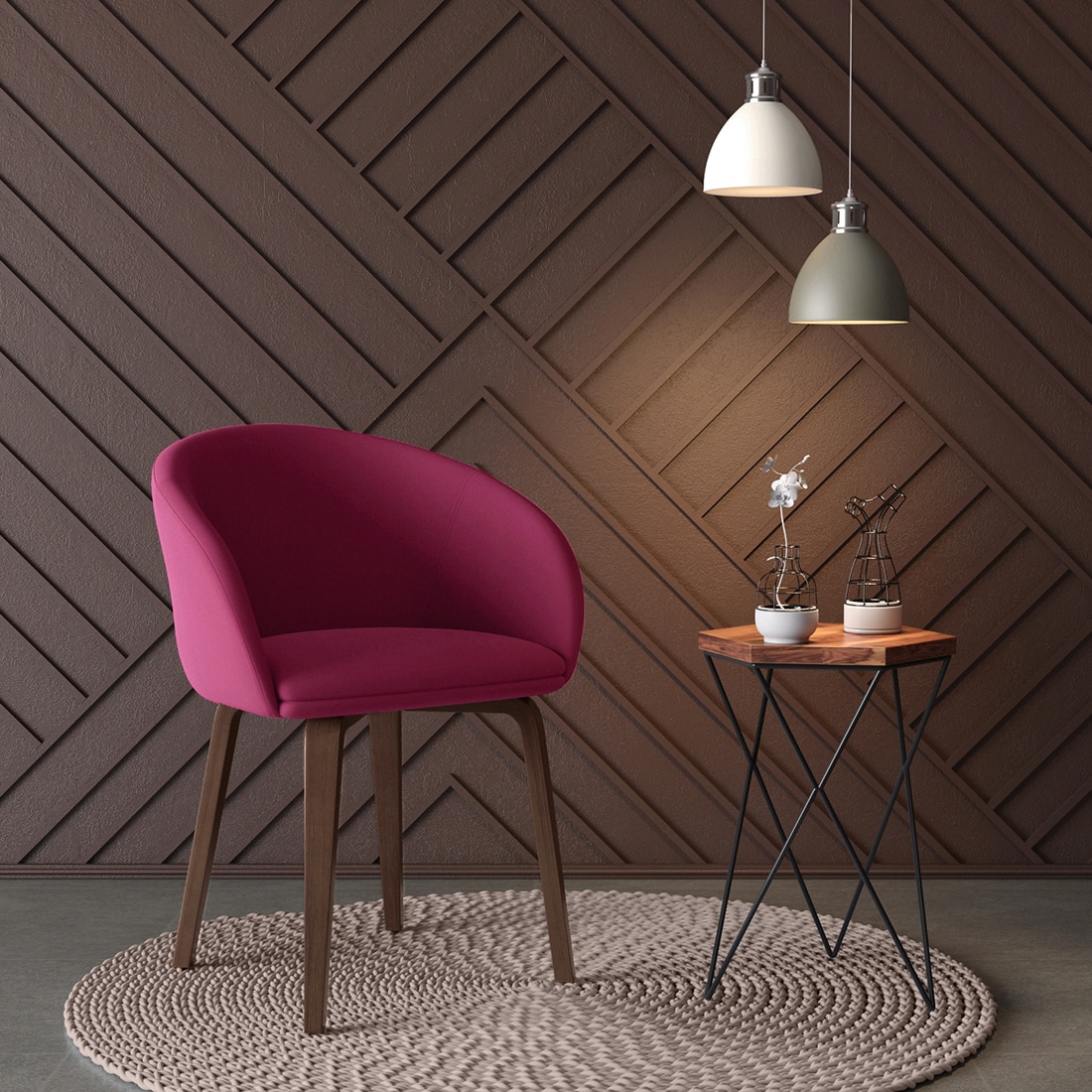 Meryl Fabric Lounge Chair in Raspberry Colour - Urban Ladder