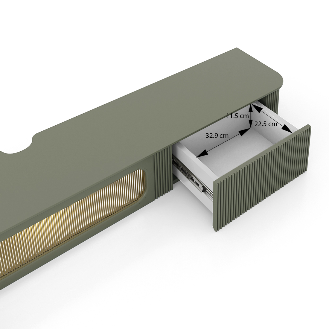 Estella Wall Mounted TV Unit Almond Green Finish