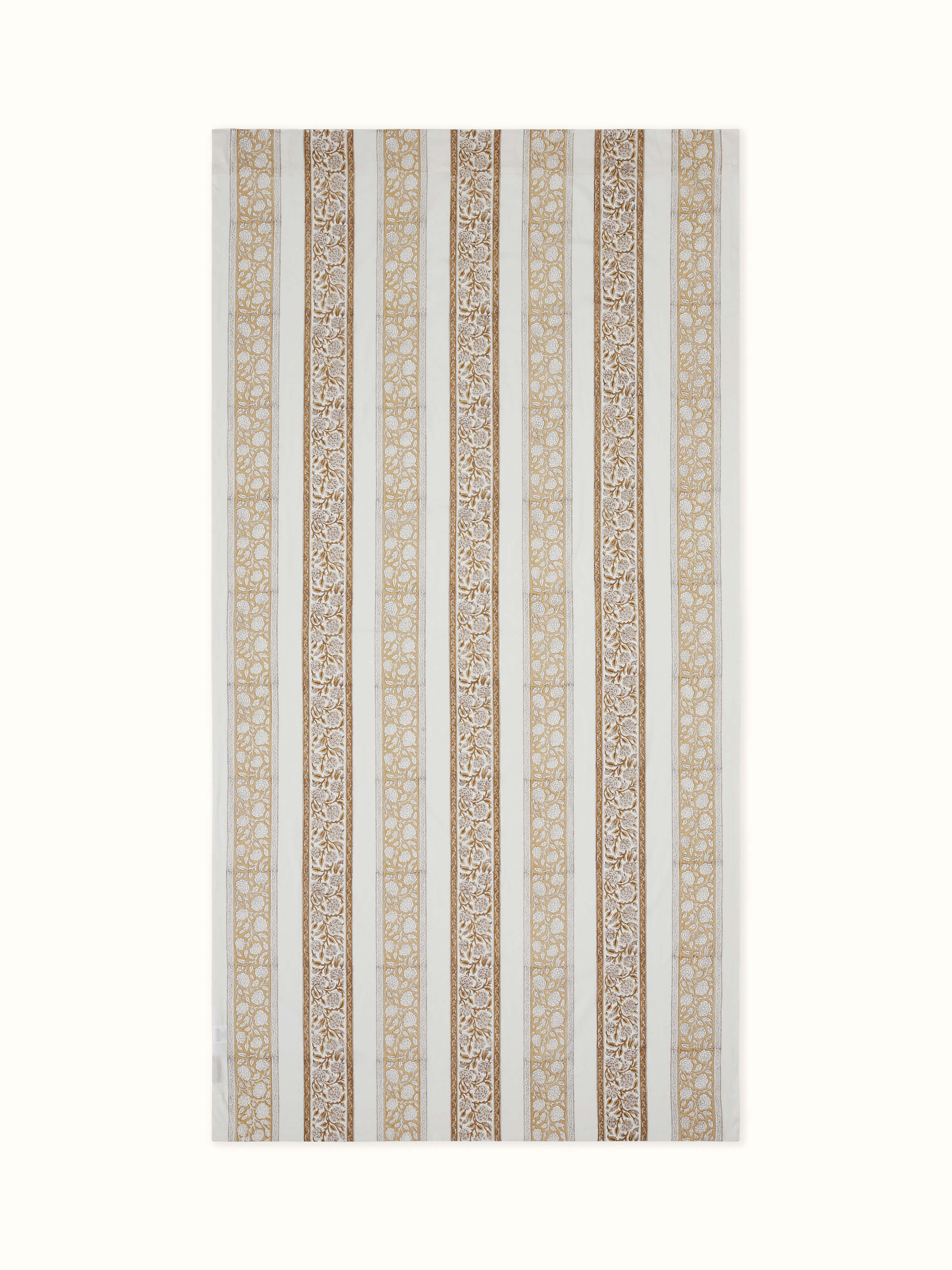 Saha brown floral stripe cotton Sanganeri hand block printed curtain 7 ft – Swadesh