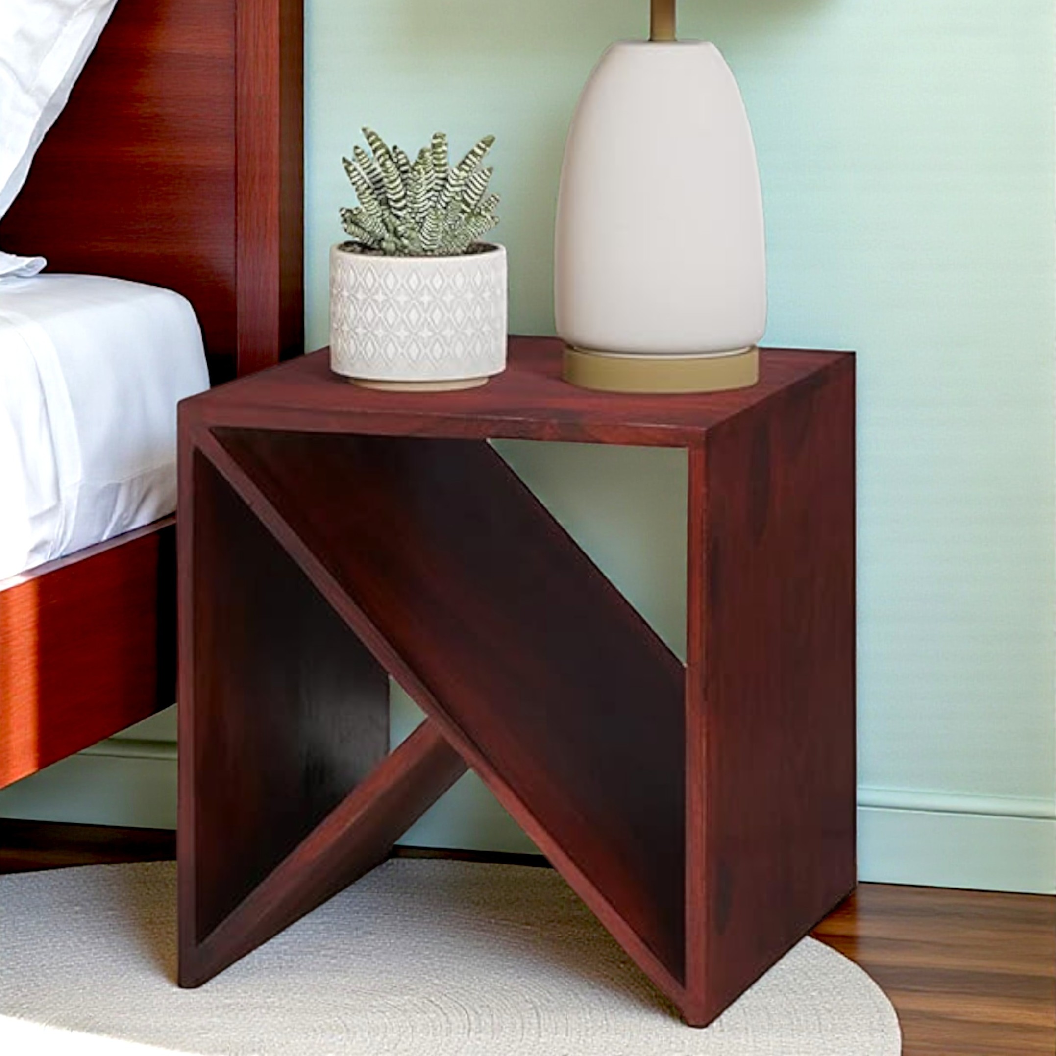 Noah Sheesham Wood Contemporary Tea Table End Table In Honey Finish