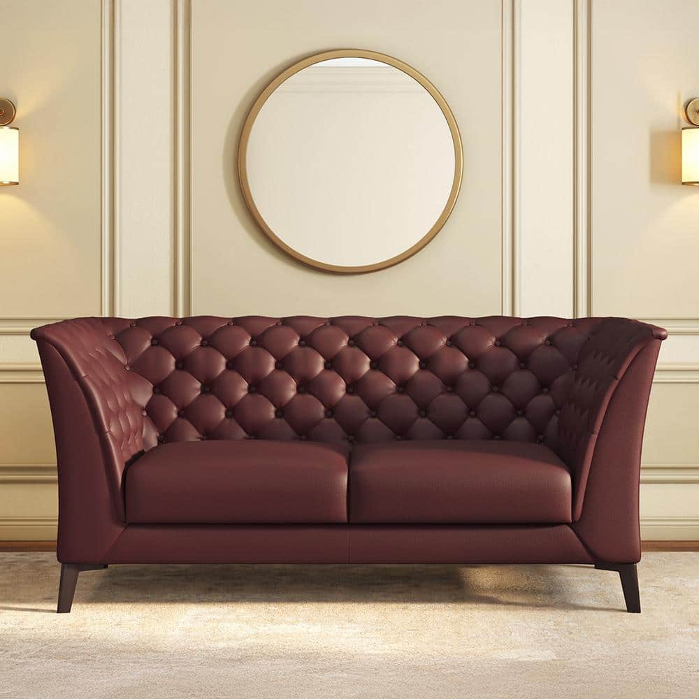 Weston 2 Seater Premium Italian Leather Sofa In Bordeaux
