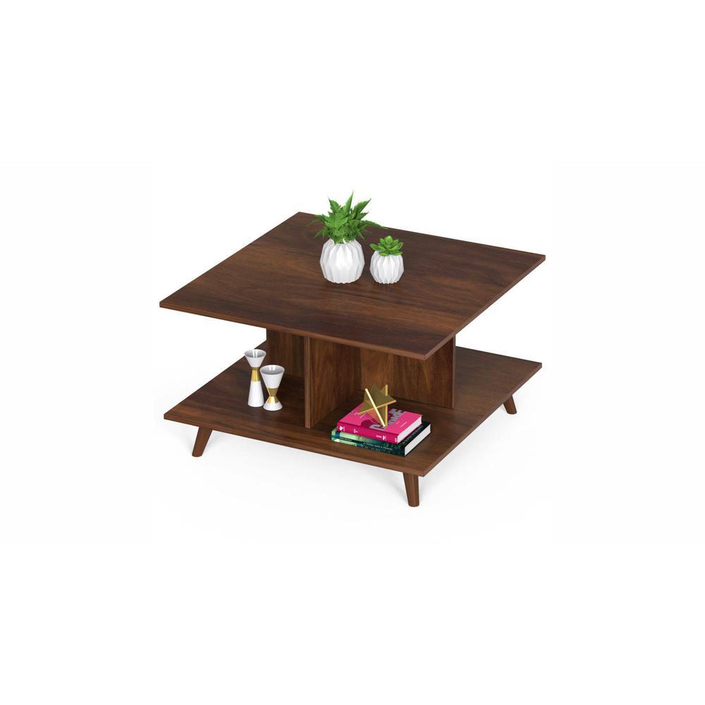 Sydney Engineered Wood Sqaure Shape Coffee Center Sofa Teapot Teapoy Console Corner Side For Sofa Living Room Home Hall Furniture (Brown Maple)
