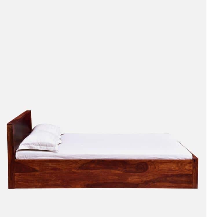 Monaco Solid Wood King Box Storage Bed In Honey Oak Finish