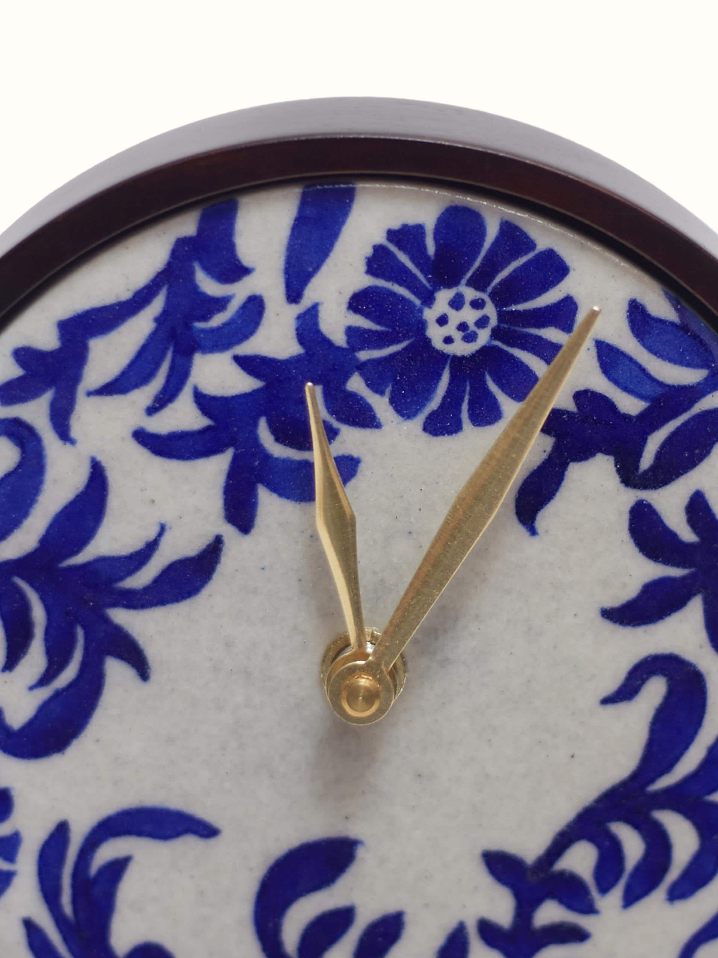 Blue Pottery Ceramic Table Clock
