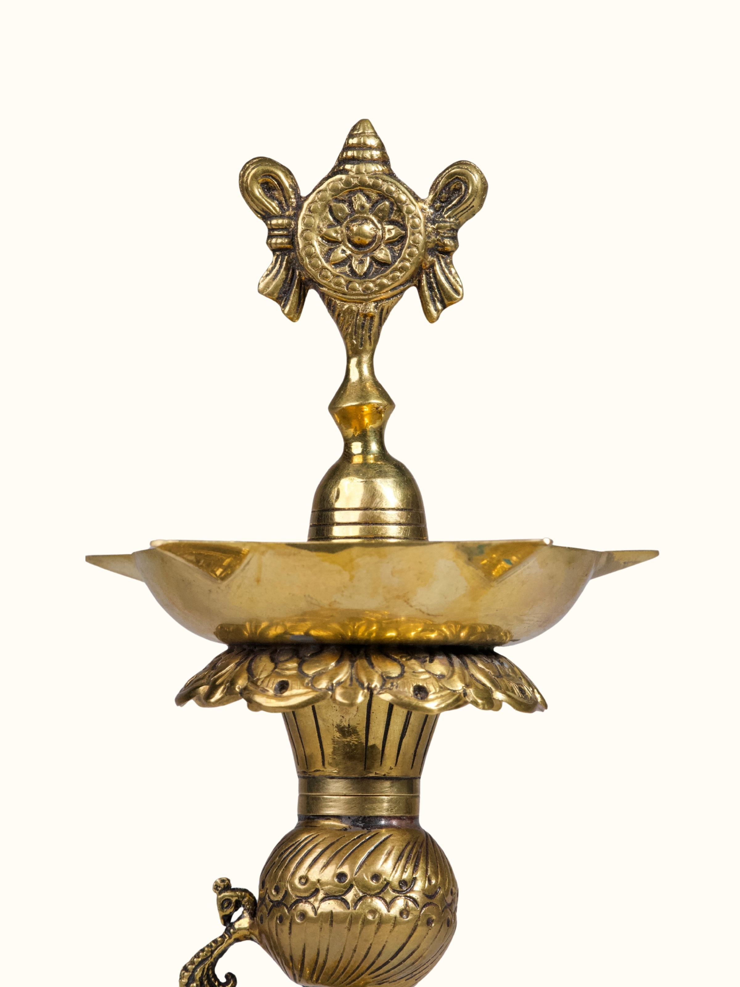 Detail shot of Traditional Brass Gajanan Vilakku