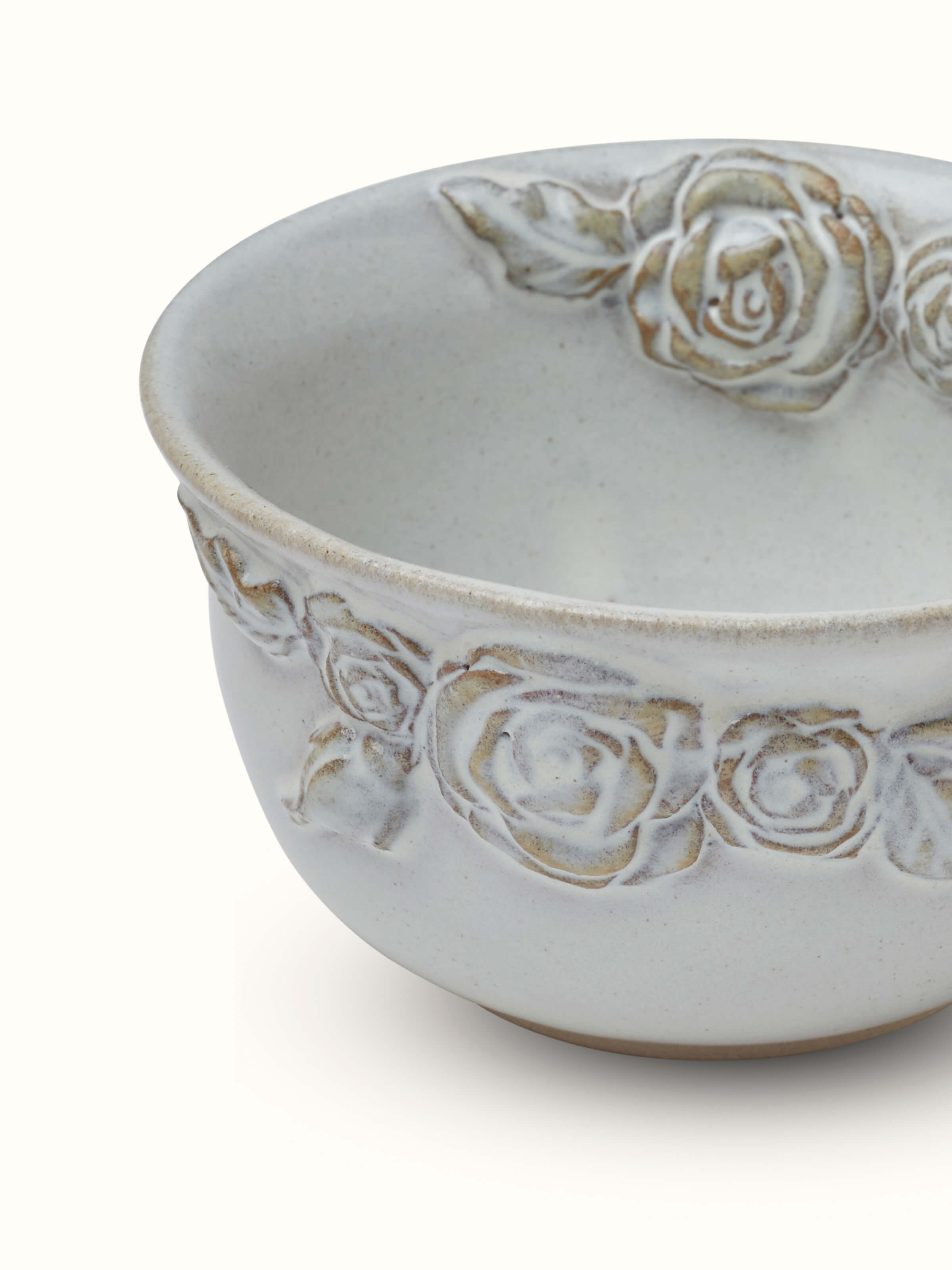 Close-up view of Studio pottery ceramic nut bowl focusing on craftsmanship