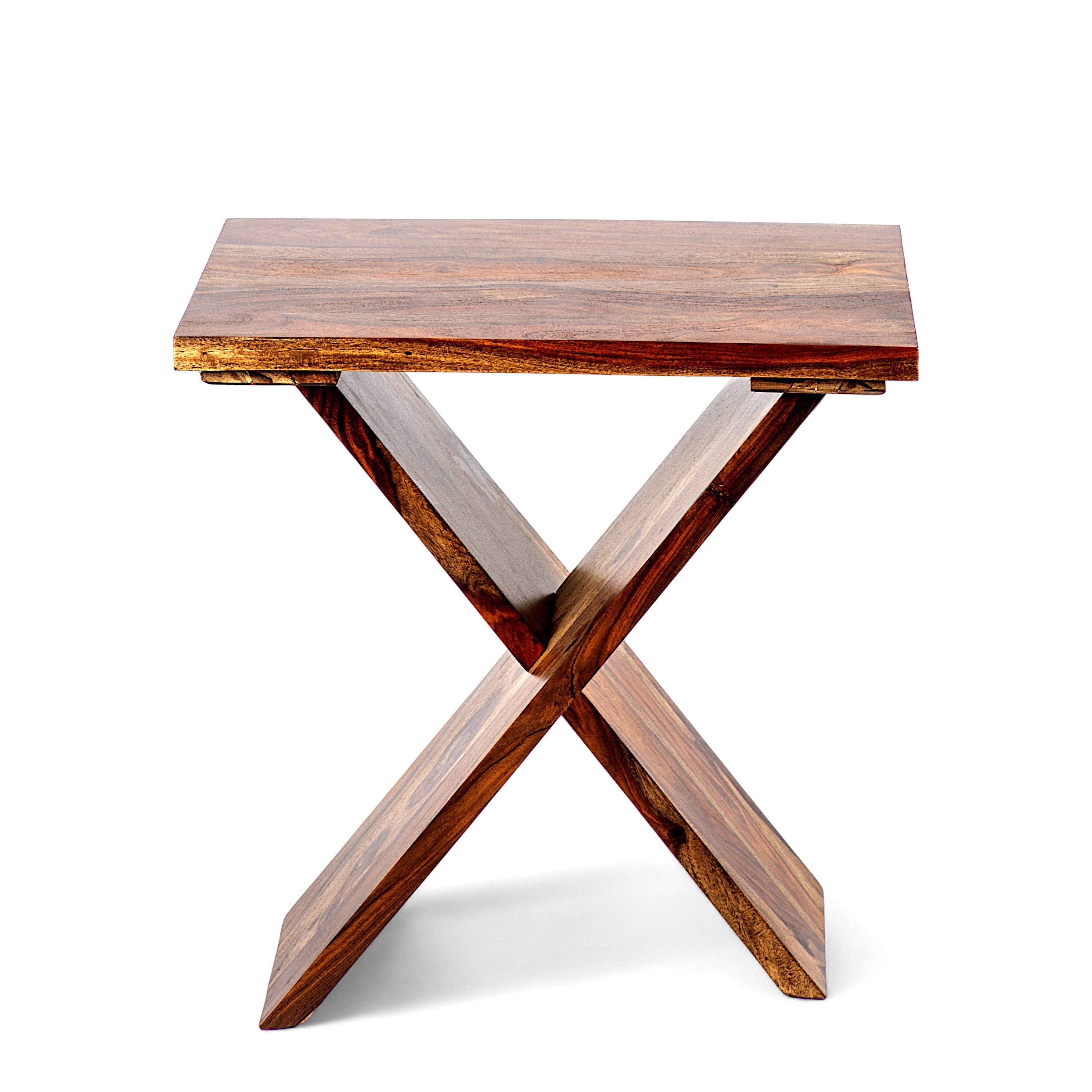 Darcy Sheesham Wood Contemporary Rectangle Set Of 2 Tea Table  Side Tables In Teak Finish