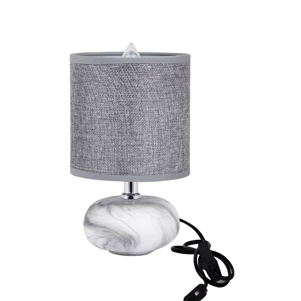 Grey and White Cylindrical Table Lamp