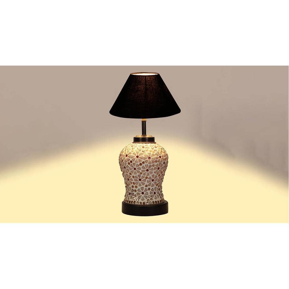 Paris Black cotton Glass Table lamp with Iron Base