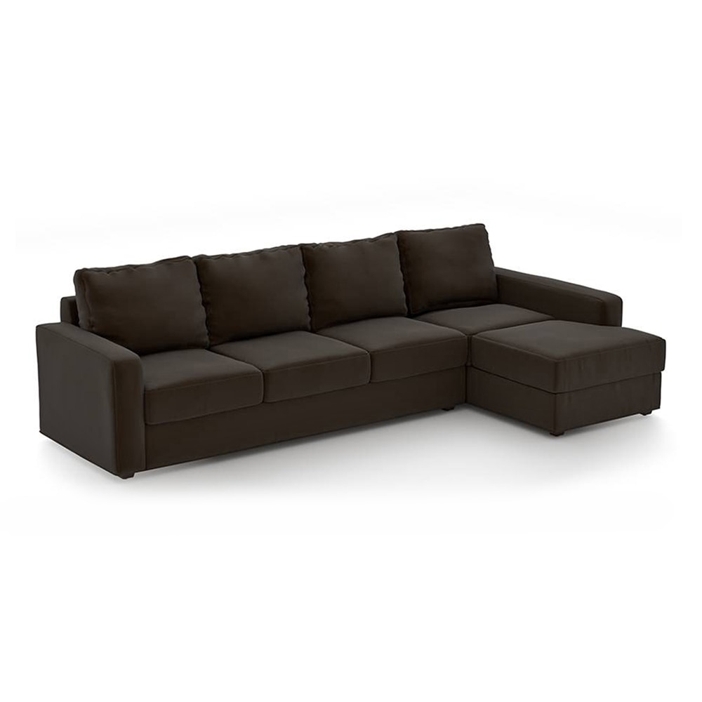 Apollo Sofa (Colour : Chocolate, Cushion : Hard, Seating Capacity : Right Aligned 3 Seater + Right Aligned Chaise)