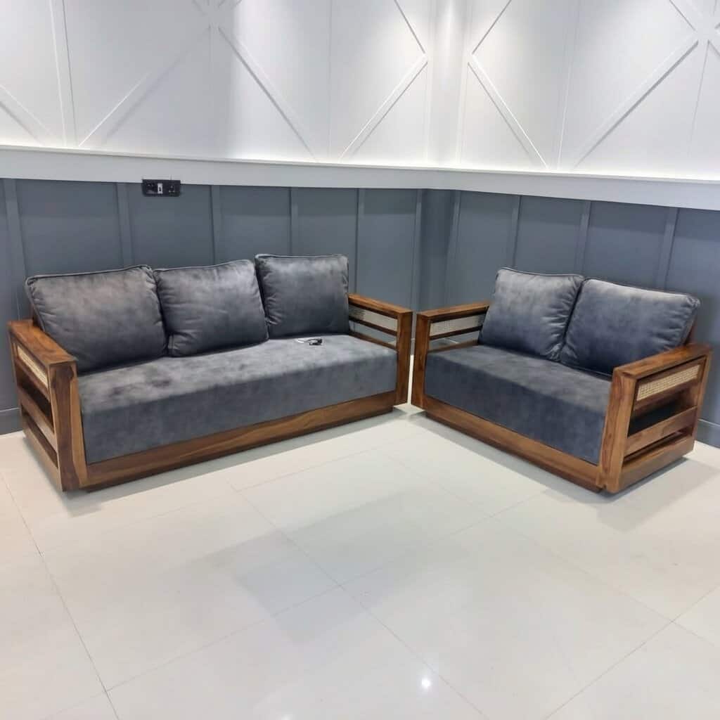Lumber Solid Wood 5 Seater Sofa in Natural