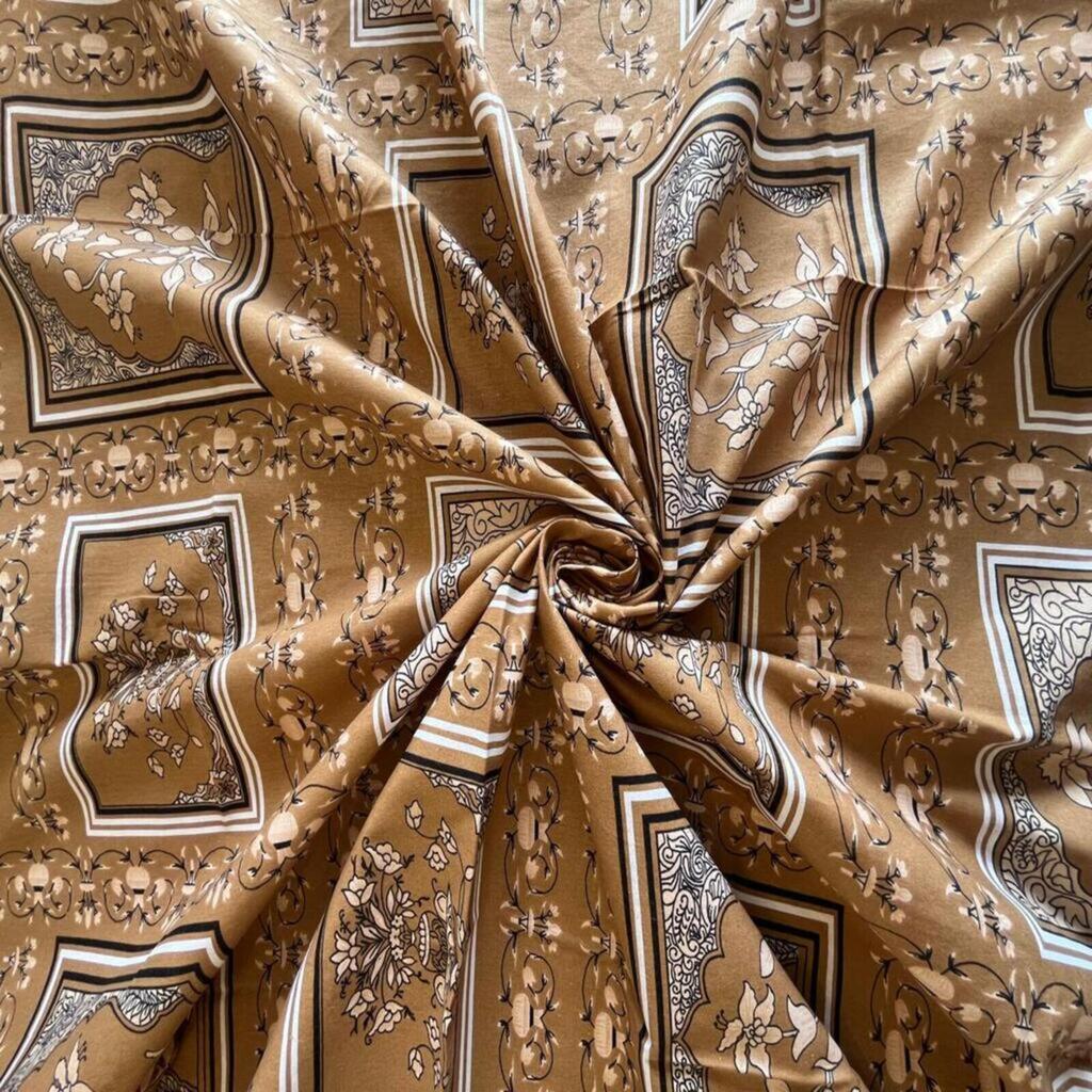 Brick Color Floral 400 TC Cotton Fitted Queen Bed Size Bedsheet With 2 Pilllow Covers  Threads