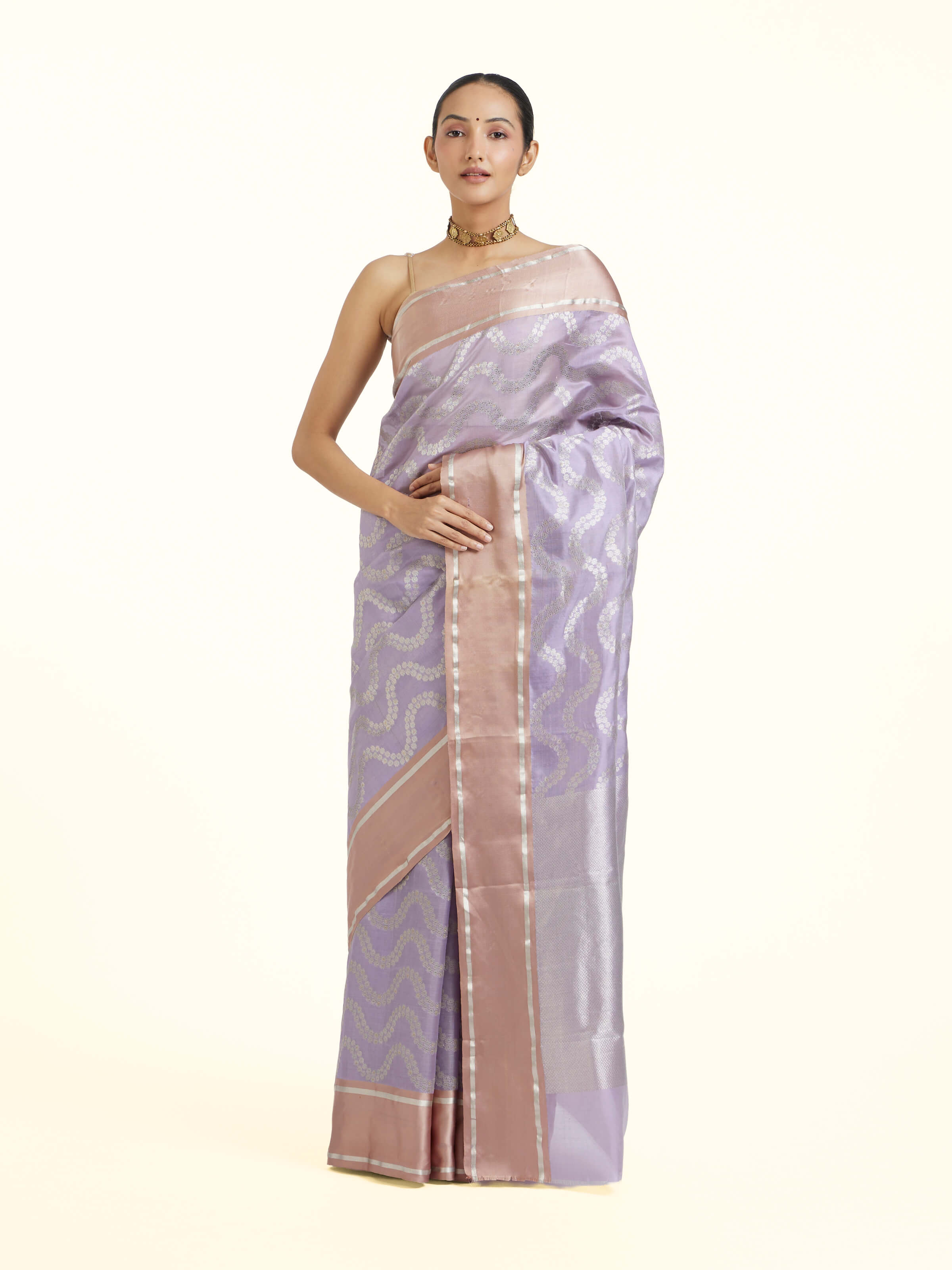 Lavender Chanderi Aknaliya Saree