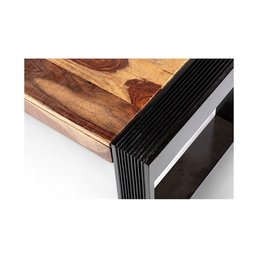 Hudson Sheesham Wood Coffee Table In Natural Rustic Wood Finish