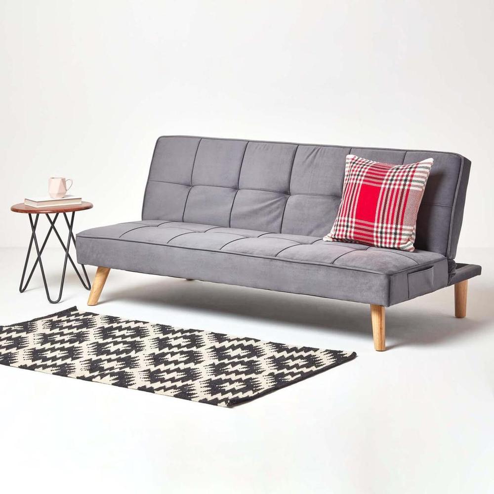 Brower 3 Seater Fold Out Sofa cum Bed  in Grey Colour