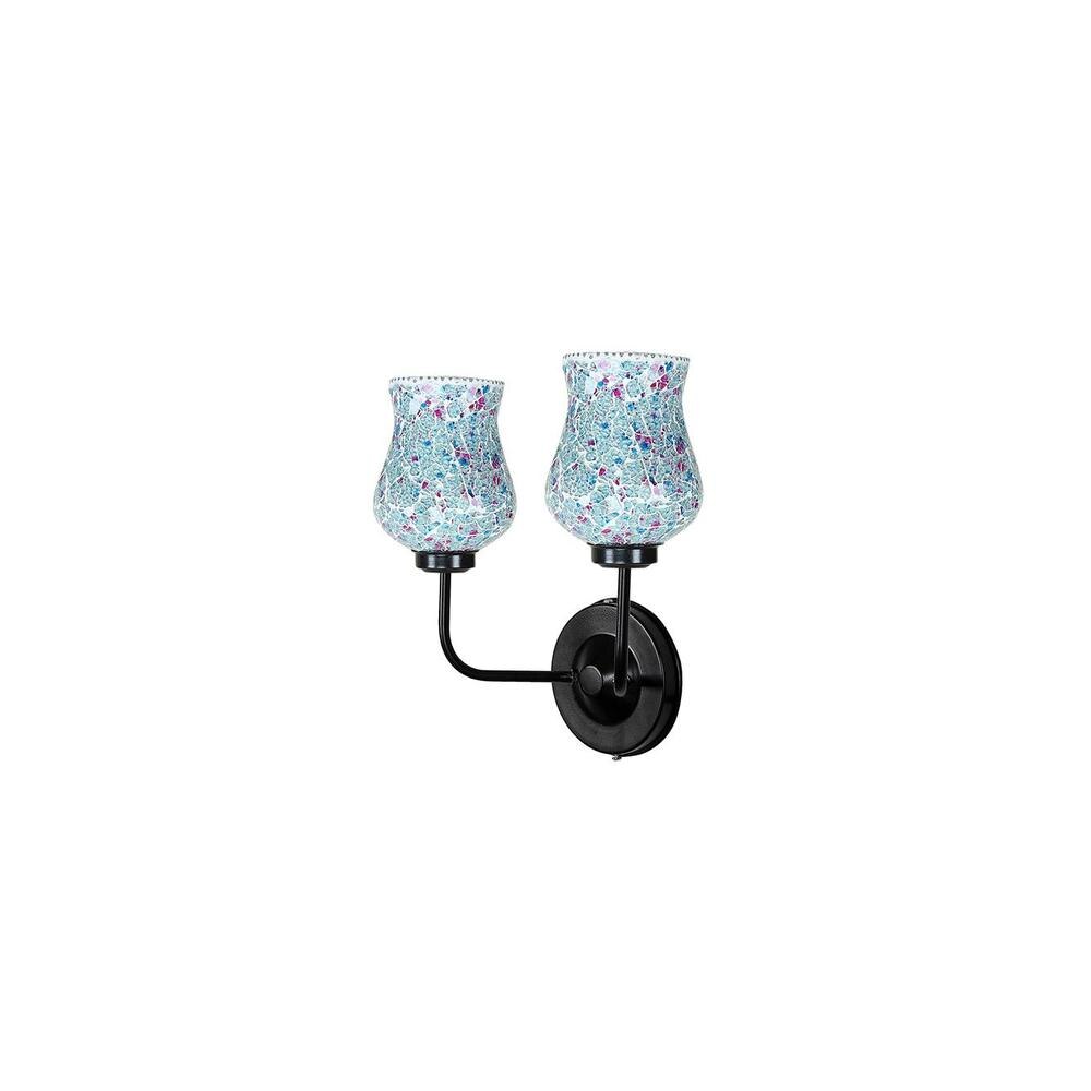 Brynn Dual Multicolor Mosaic Glass Wall Mounted Lamp with Iron Base