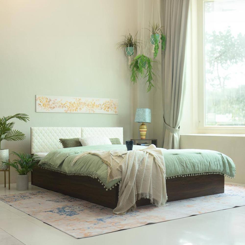 Japa Engineered Wood Queen Size Bed In Walnut Finish