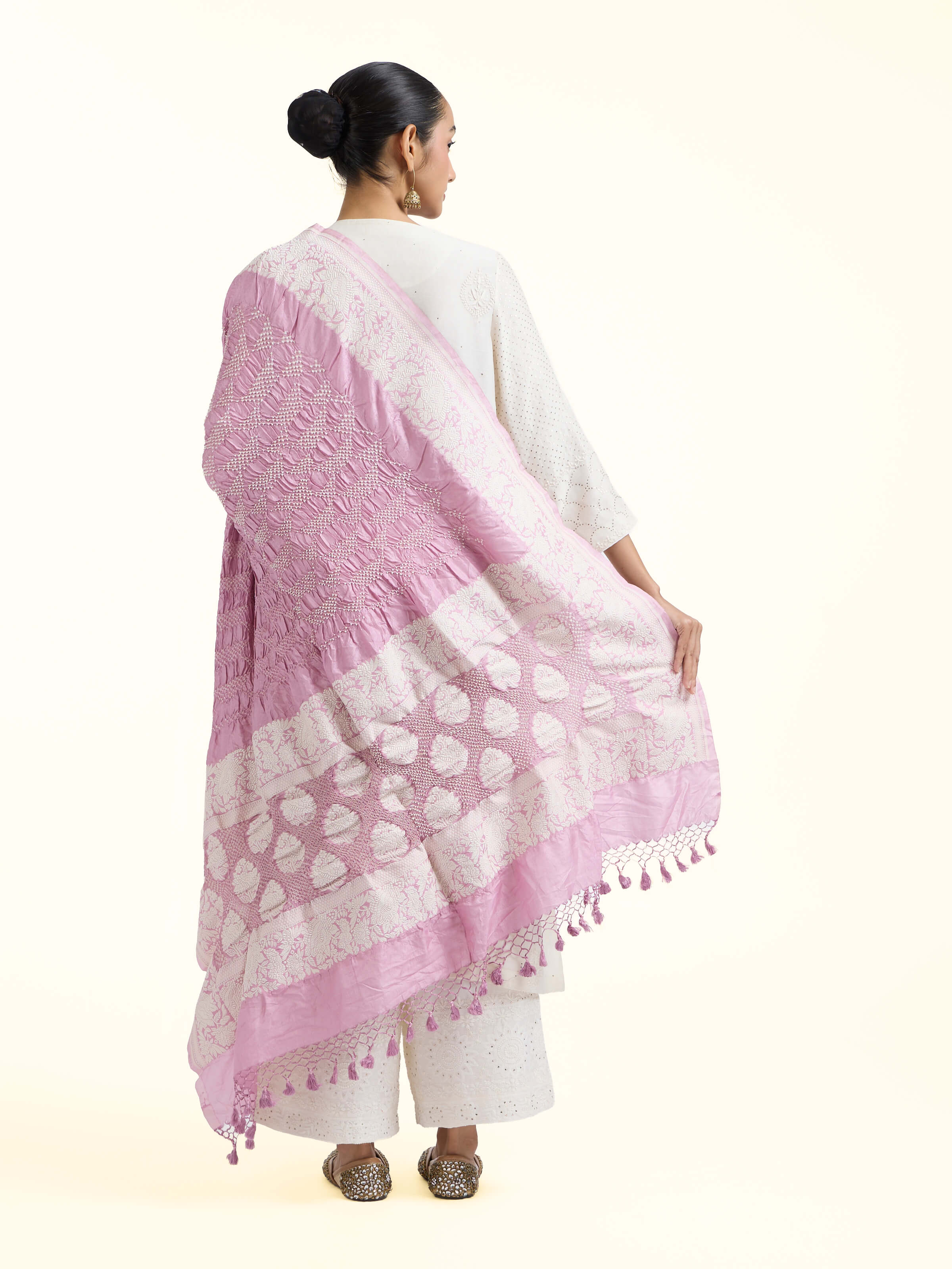 Light Pink Bandhani Tie & Dye Dupatta
