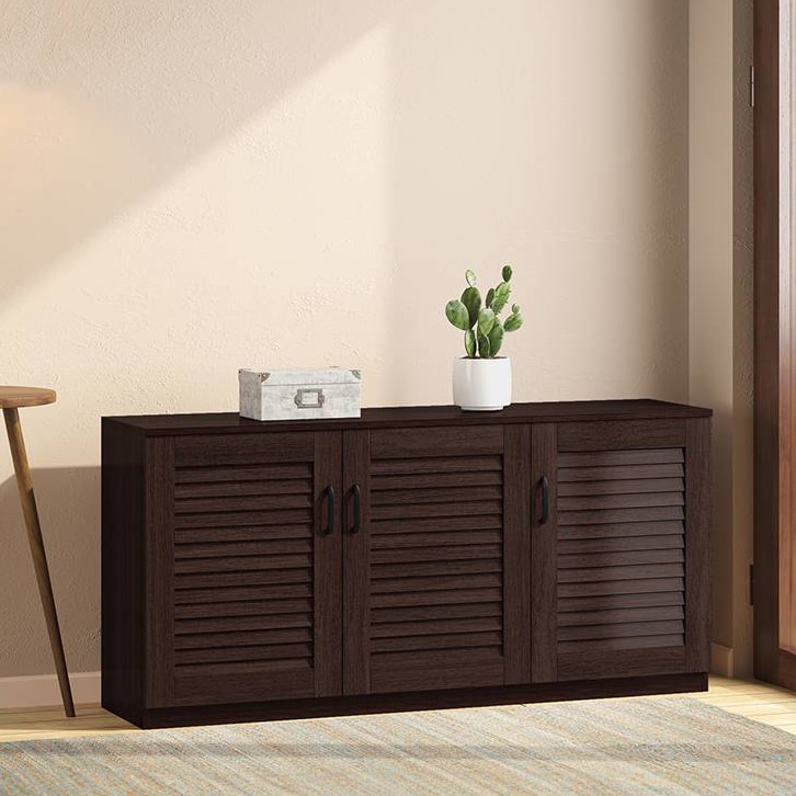 Bennis 18 Pair Shoe Rack in Dark Walnut Finish