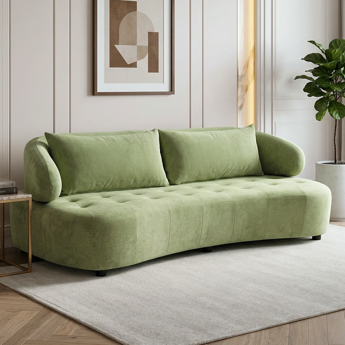 Henry Boucle 3 Seater Sofa in Pista Green  Color - Home Lifestylez