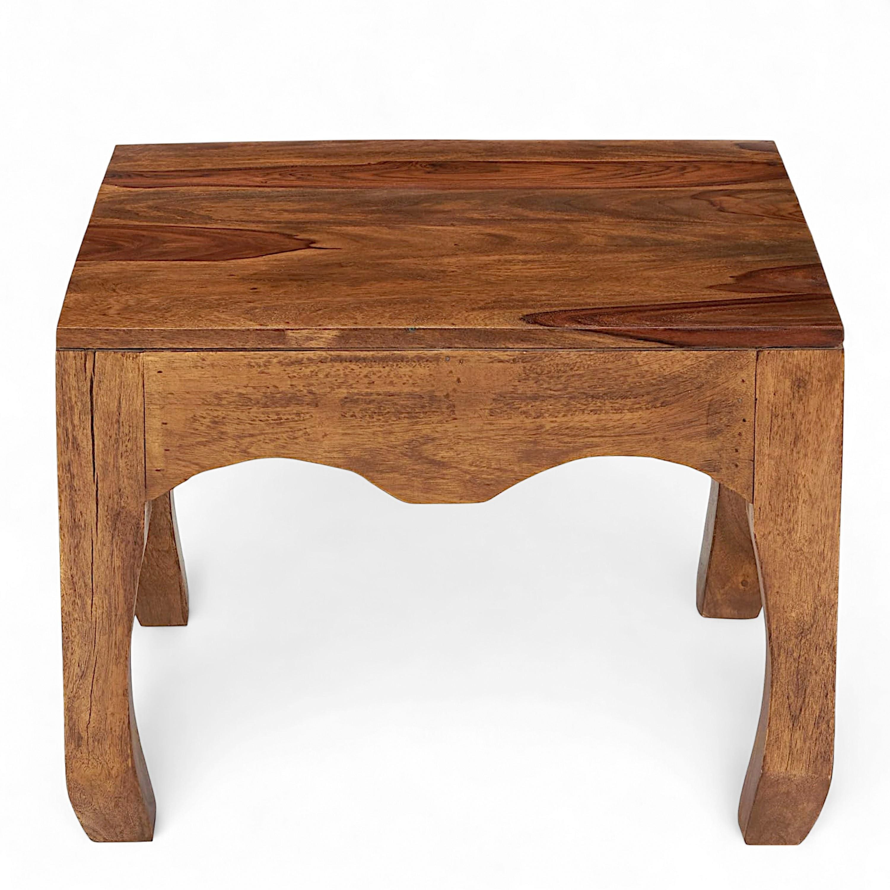 Lyon Sheesham Wood Contemporary Square Coffee Table In Natural Teak Finish