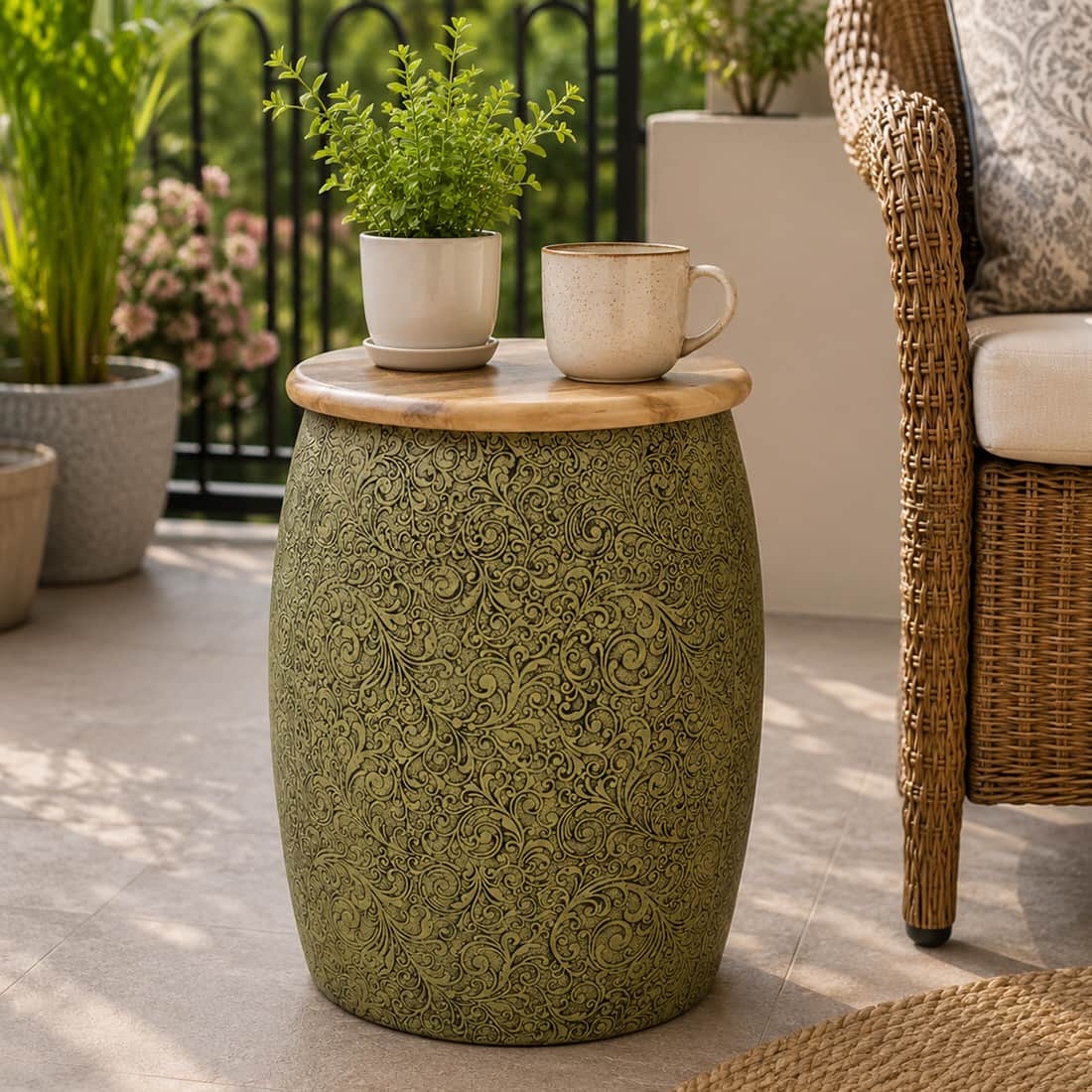 Flowlar Metal Side Table in Gold Finish - Bhavya Exports