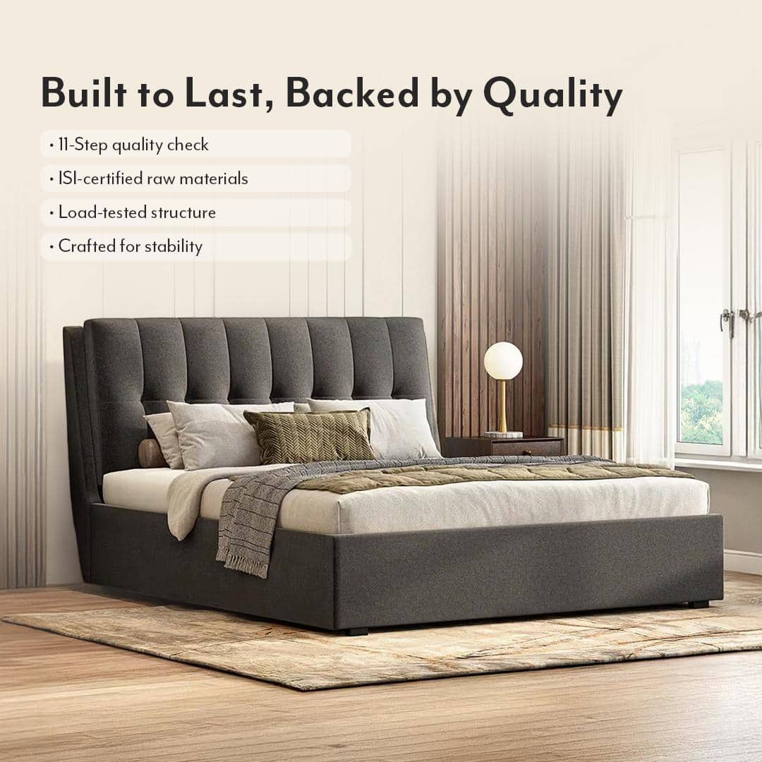 Bornholm Upholstered Storage Bed In Hydraulic in King Size with Urban Grey Colour