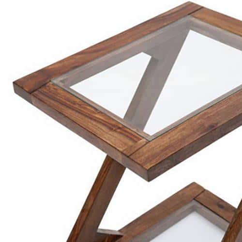 Zeta Solid Wood Side Table in Teak Finish