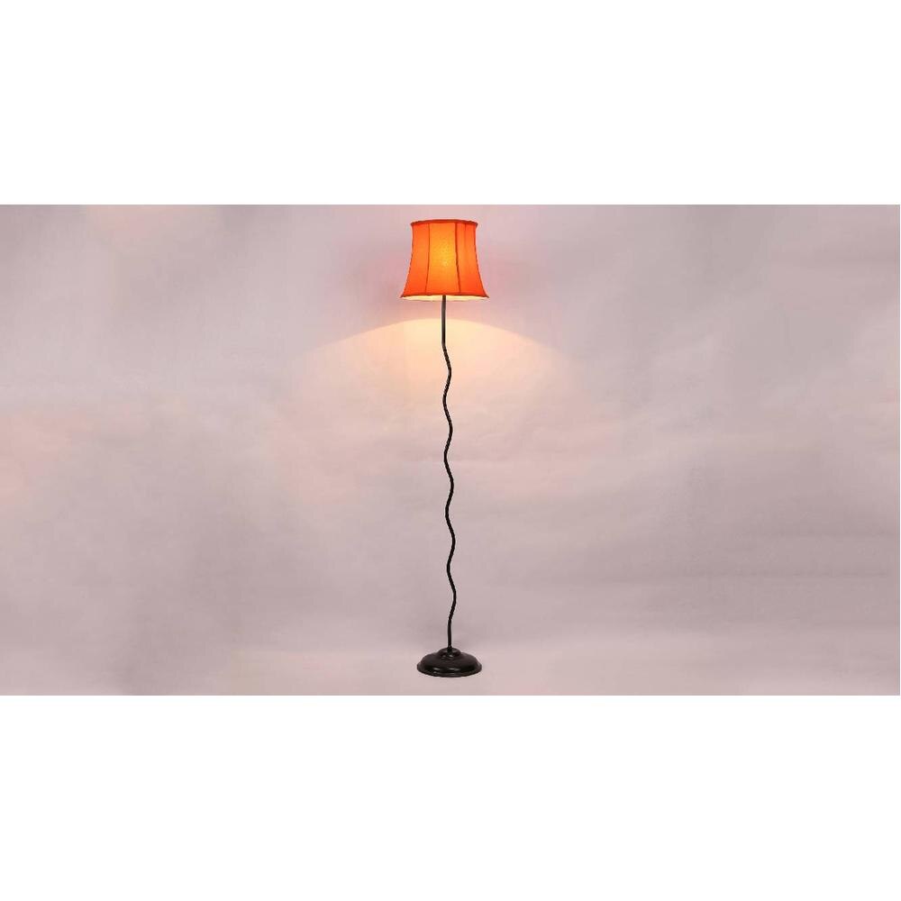 Braden Orange Fabric Floor Lamp with Black Iron Base