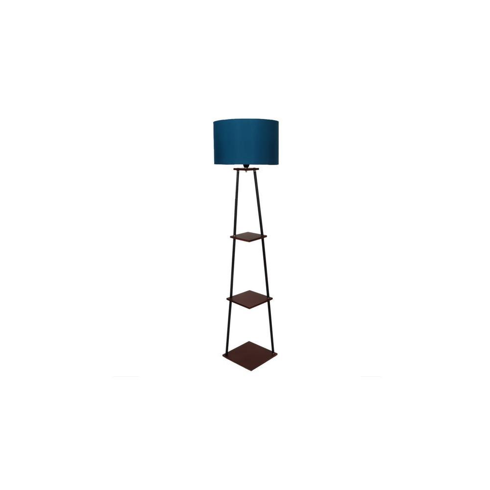 Rosemary Blue Cotton Floor Lamp with Solid Wood