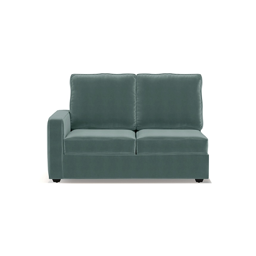 Apollo Sofa (Colour : Dusty Turquoise Velvet, Cushion : Soft, Back Type : High Back, Seating Capacity : Right Aligned 2 Seater + Right Aligned Chaise + Ottoman)