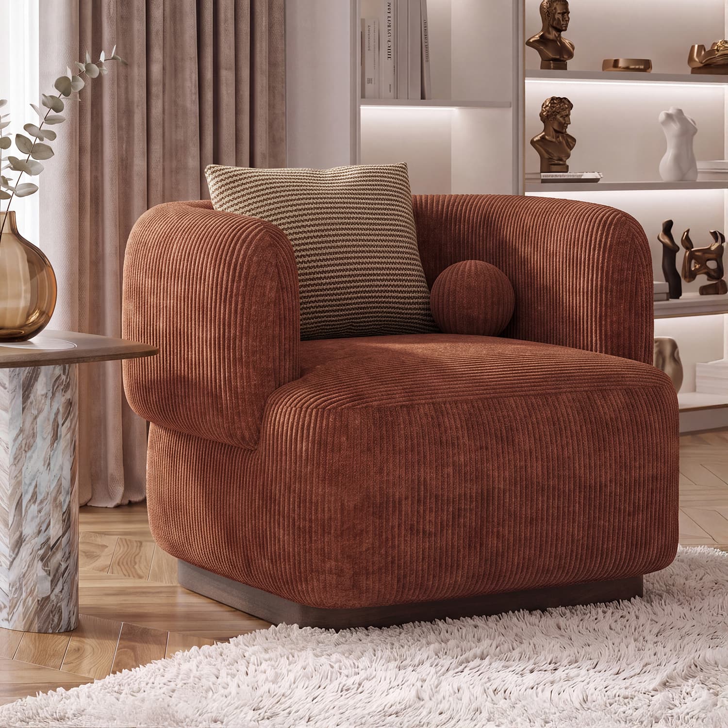 Cleo Lounge chair in Aubun Corduroy