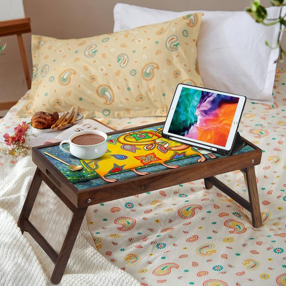 Breakfast Club Solid Wood Bookshelf and Serving Tray In Multicolour